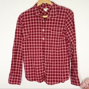 J.CREW Red Plaid Button Down Long Sleeve Top